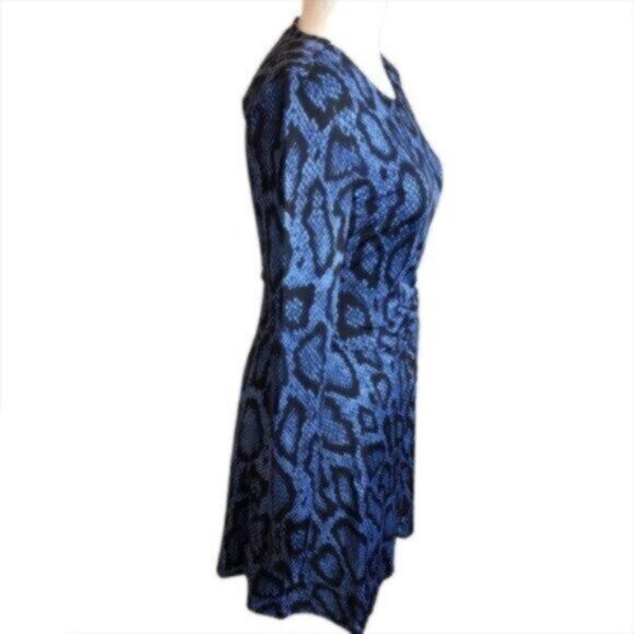 NWT Danielle Bernstein Blue Snakeskin Print Mini Party Dress M - Picture 7 of 10